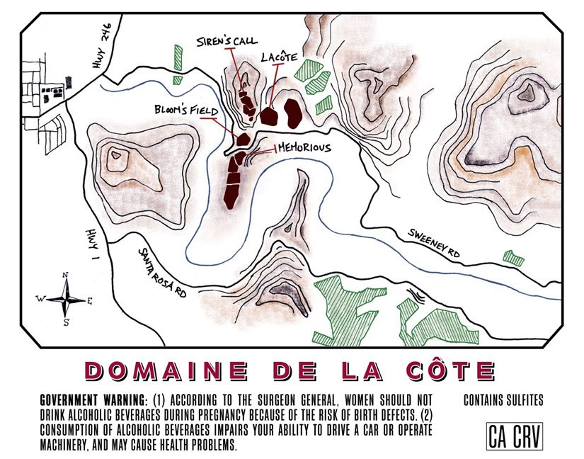 TABC label artwork for DOMAINE DE LA COTE PINOT NOIR STA. RITA HILLS LA COTE