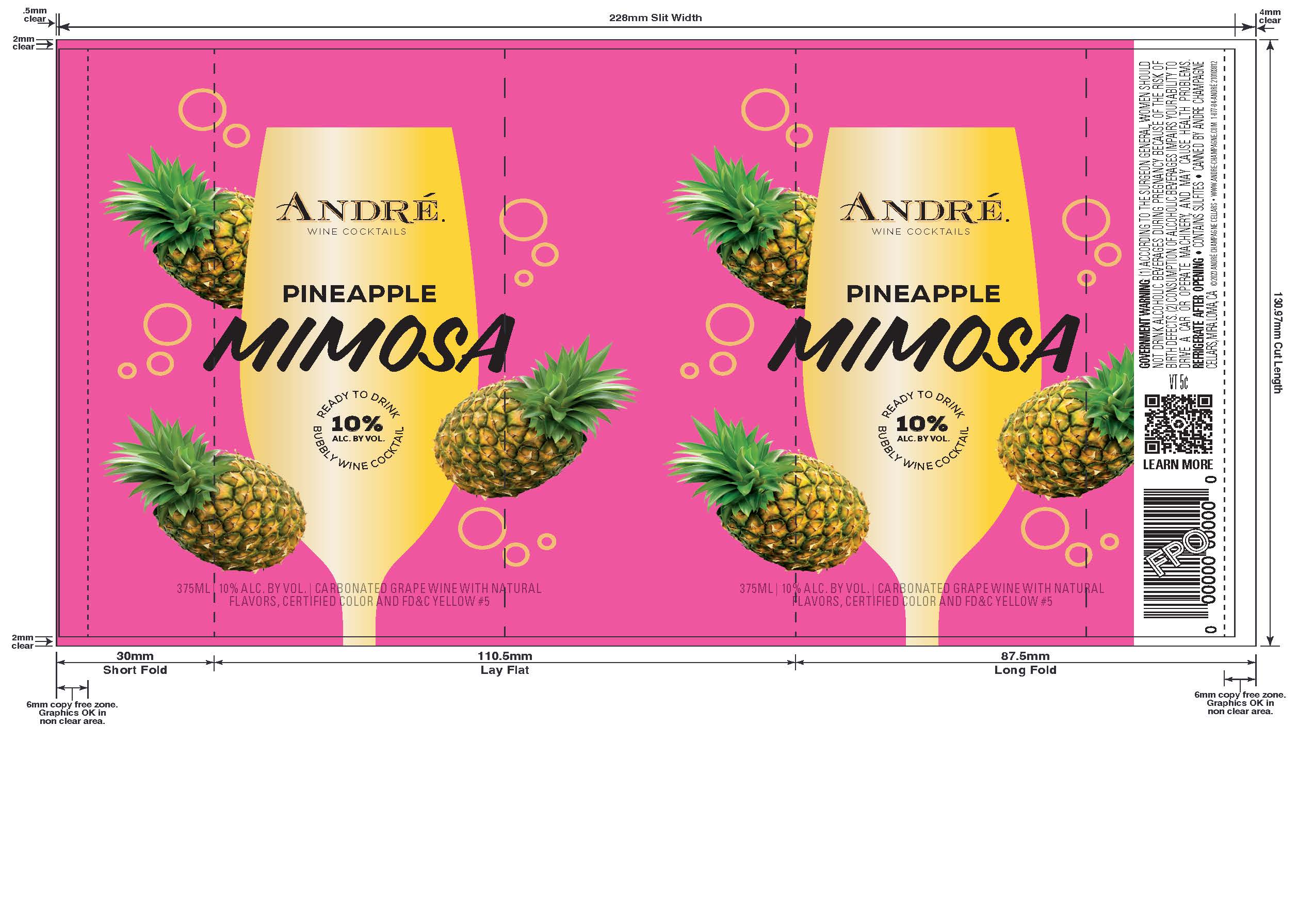 TABC label artwork for Andre Pineapple Mimosa