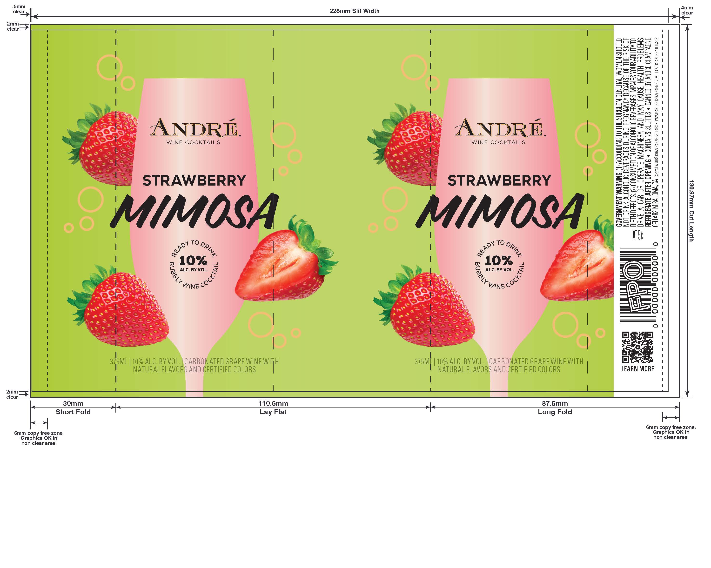 TABC label artwork for Andre Strawberry Mimosa