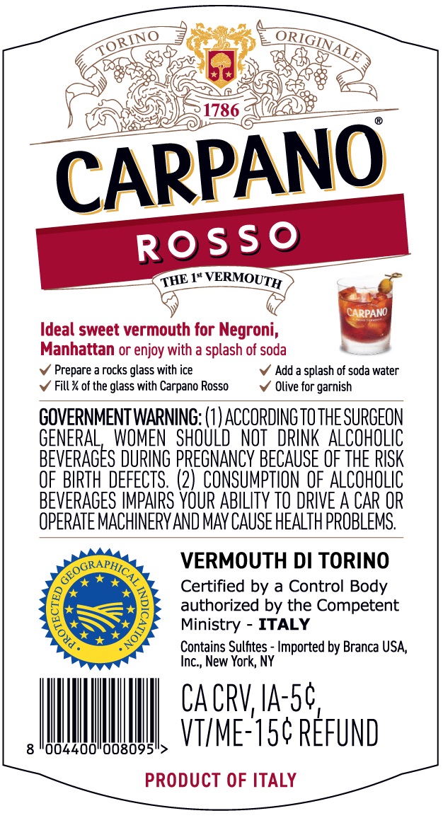 TABC label artwork for Carpano Rosso Vermouth Antica Ricetta Classico