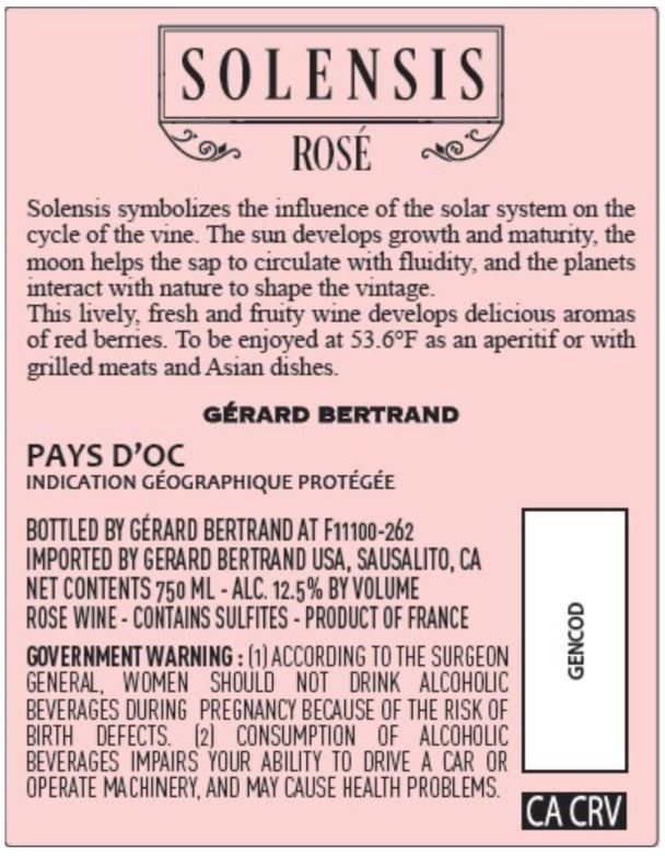 TABC label artwork for GERARD BERTRAND