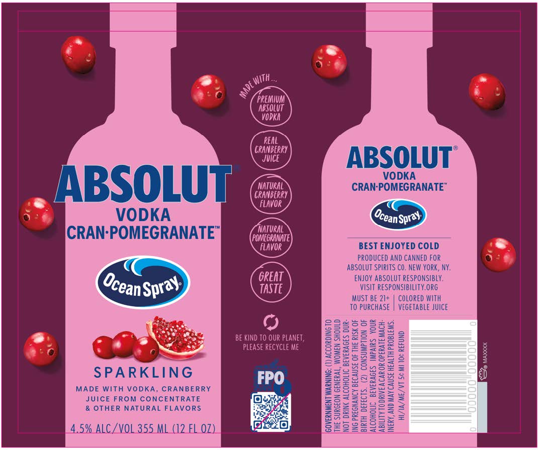 TABC label artwork for Absolut Ocean Cran-Pomegranate