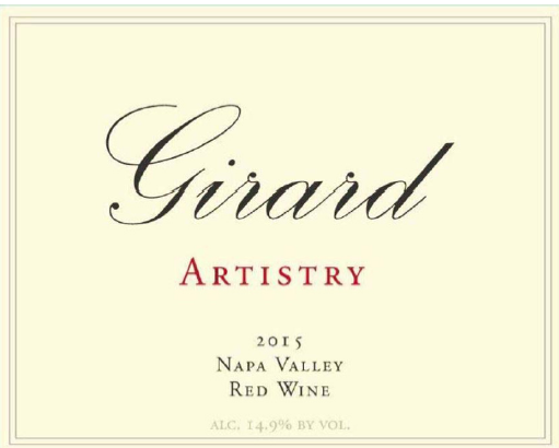 TABC label artwork for Girard Red Blend Artistry  Napa Valley