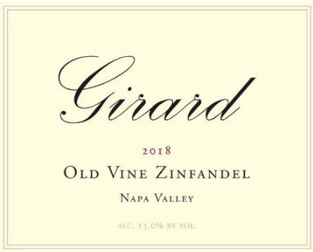 TABC label artwork for Girard  Zinfandel  Old Vine  Napa Valley