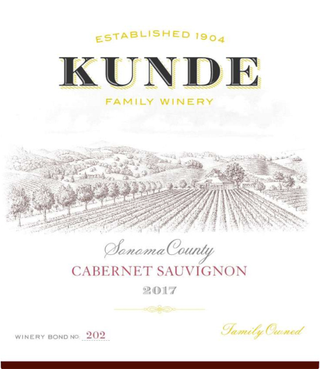 TABC label artwork for Kunde Cabernet Sauvignon Sonoma County