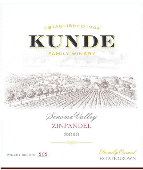 TABC label artwork for Kunde Zinfandel Sonoma Valley