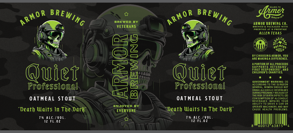TABC label artwork for Armor Brewing Quiet Professional