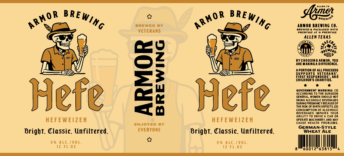 TABC label artwork for Armor Brewing Hefe