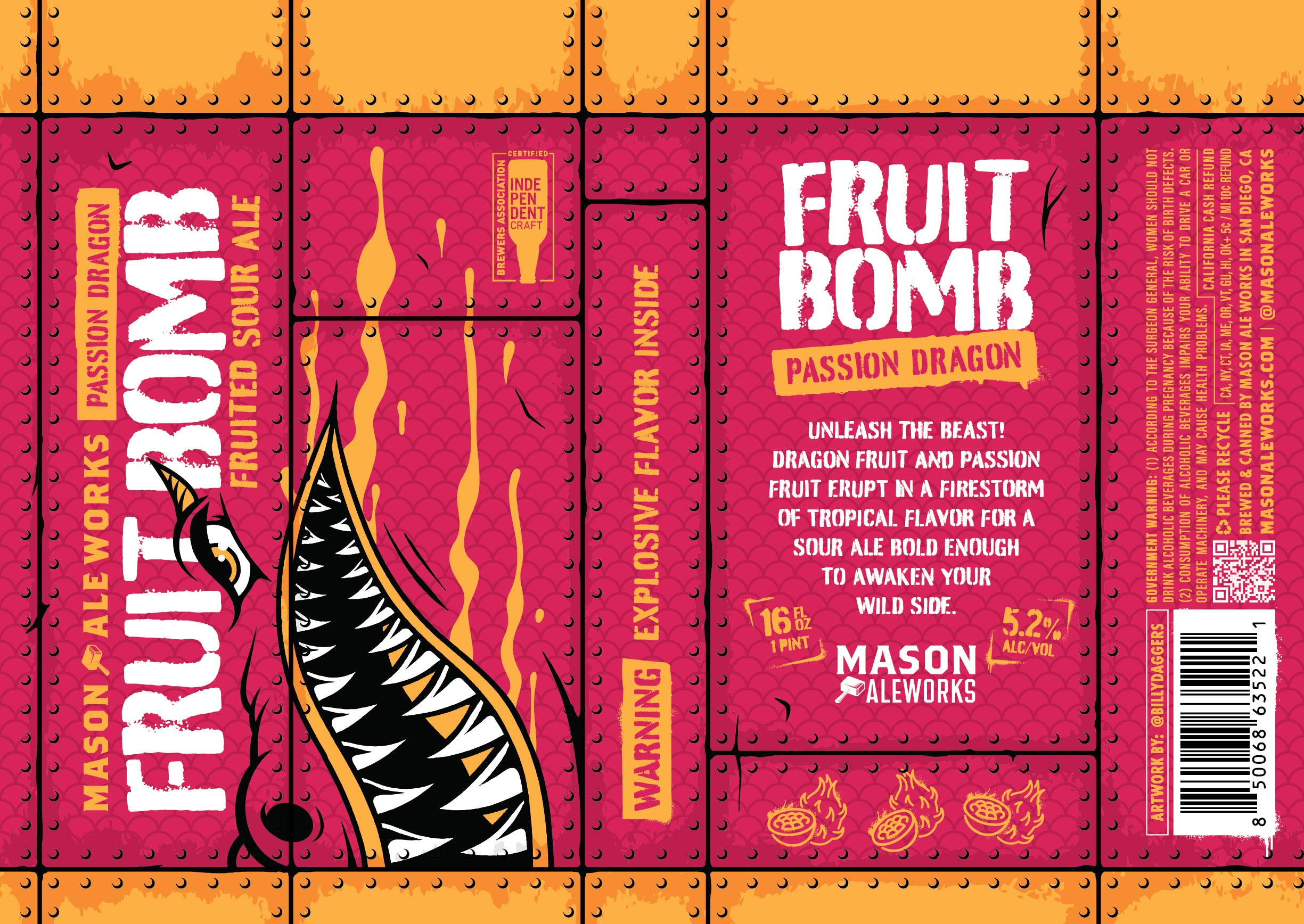 TABC label artwork for MASON ALE WORKS FRUIT BOMB PASSION DRAGON