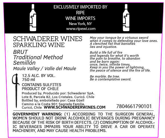 TABC label artwork for Schwaderer Brut Semillon NV Valle del Maule