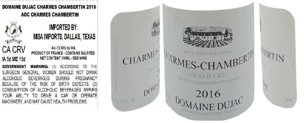 TABC label artwork for DOMAINE DUJAC CHARMES-CHAMBERTIN
