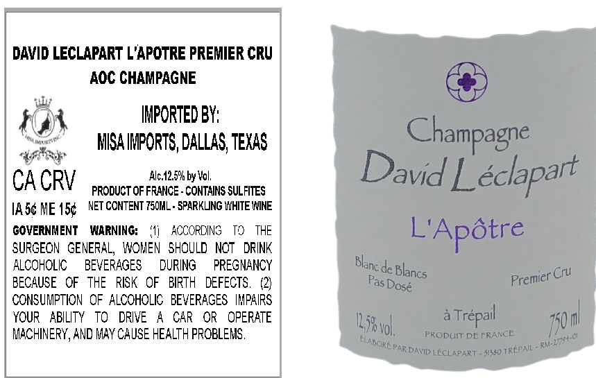 TABC label artwork for DAVID LECLAPART L'APOTRE PREMIER CRU