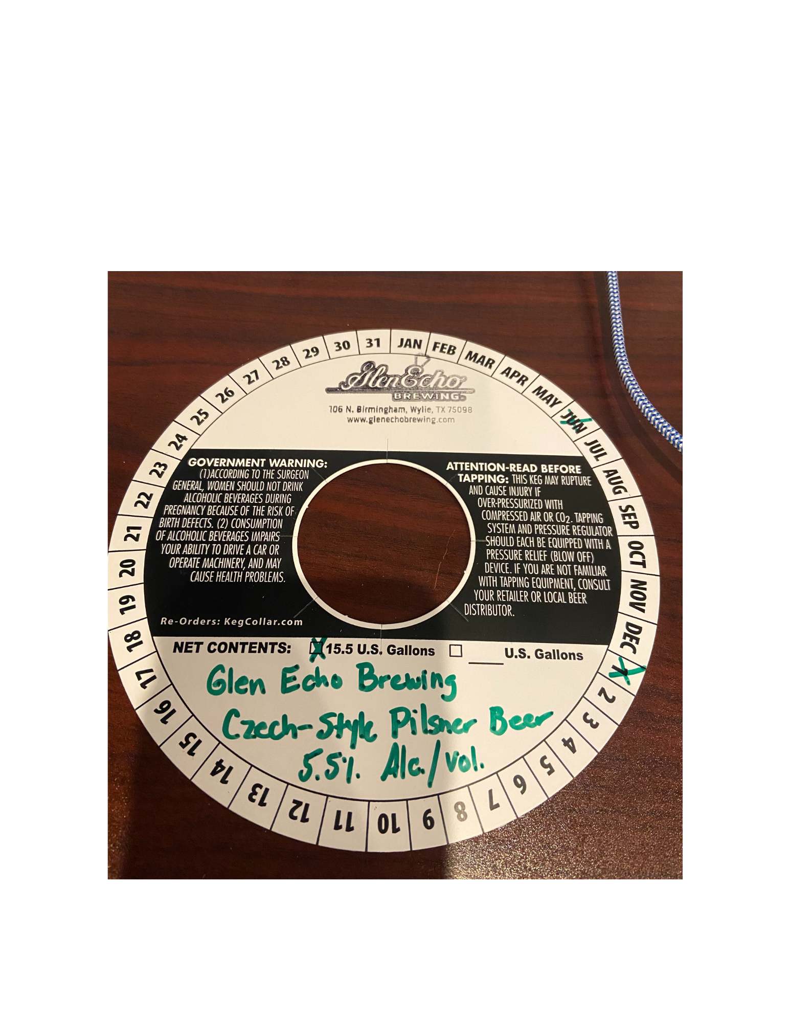 TABC label artwork for Glen Echo Brewing Czech-Style Pilsner Beer