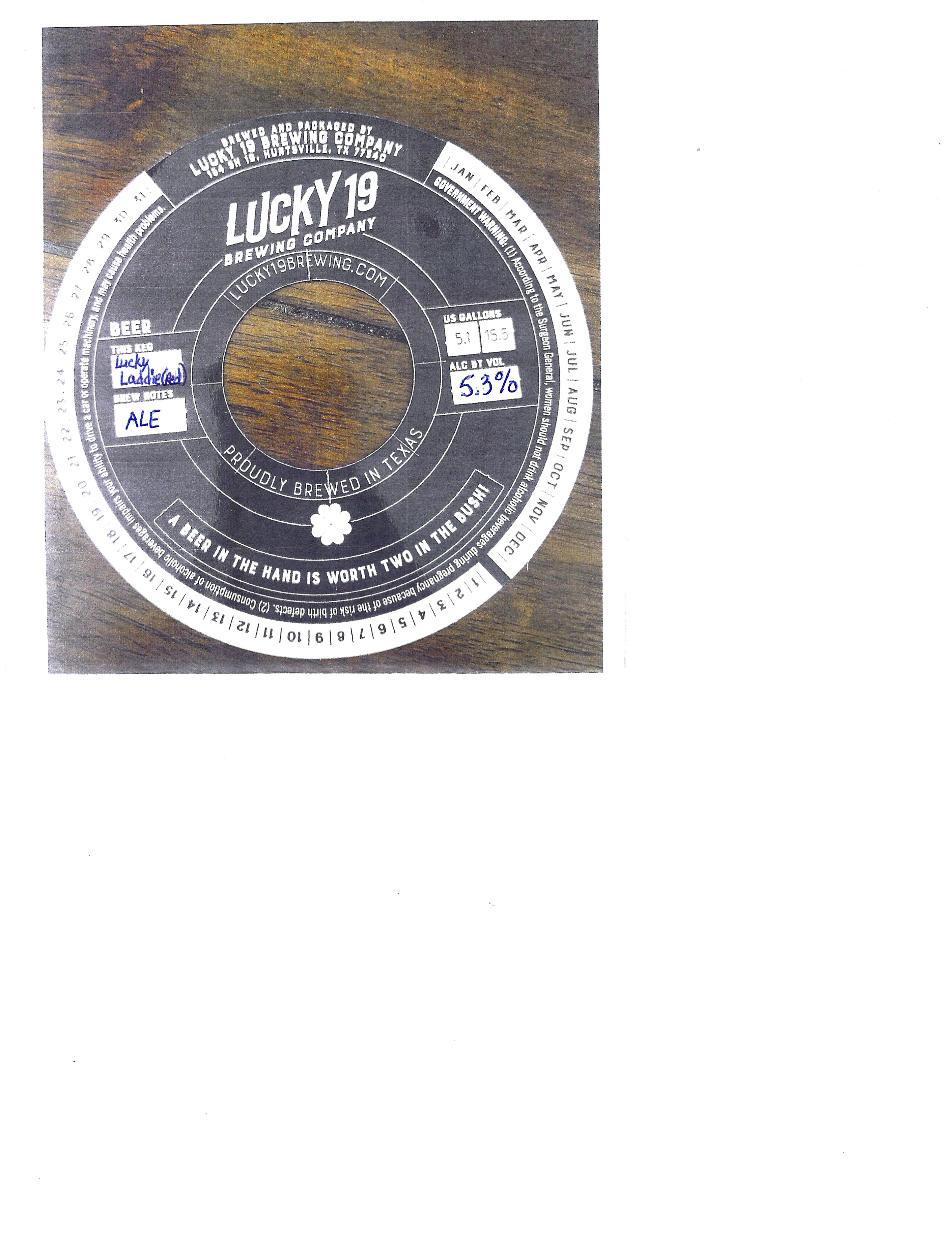 TABC label artwork for LUCKY LADDIE (RED) ALE