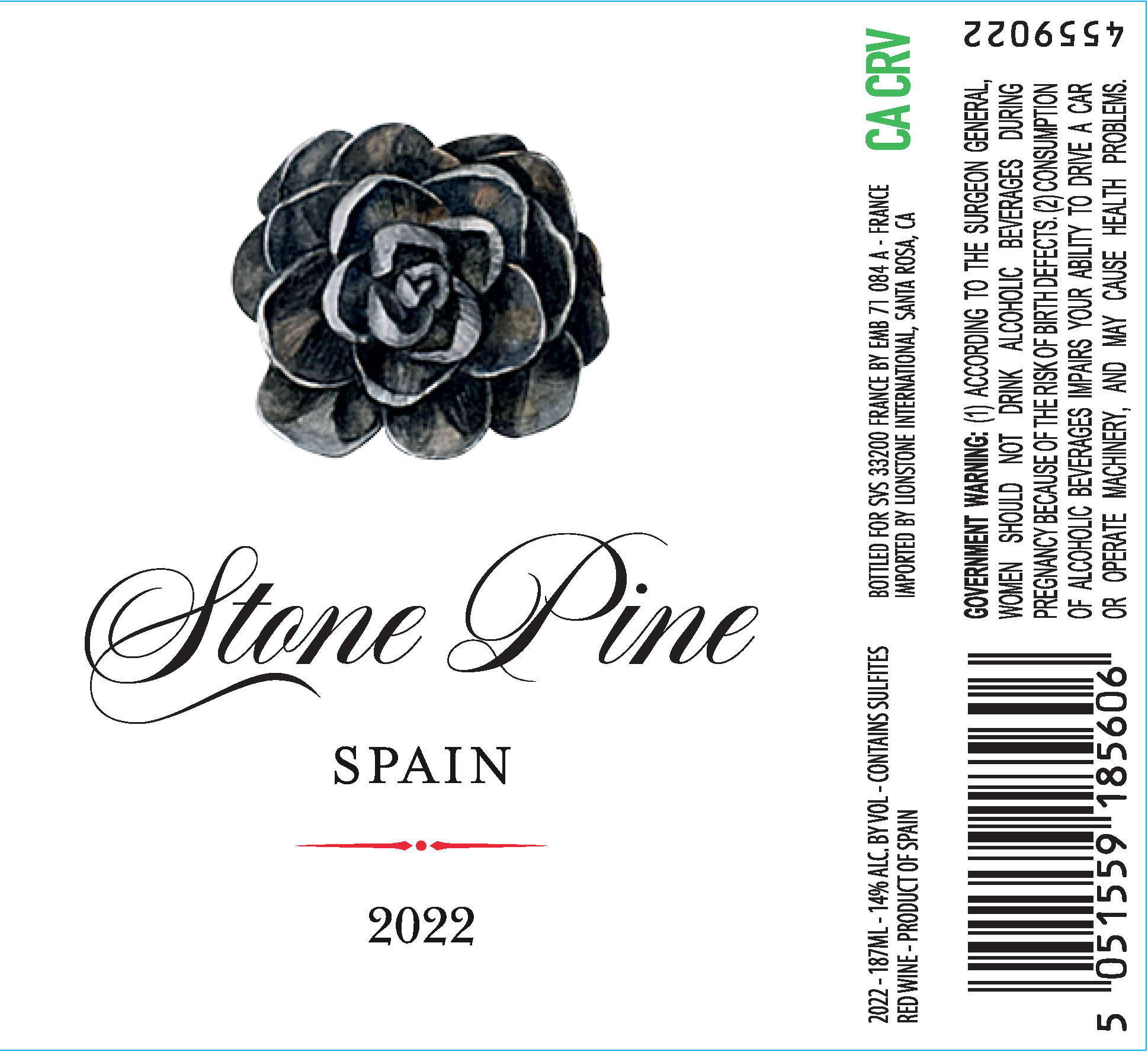 TABC label artwork for Stone Pine Red Wine, Spain