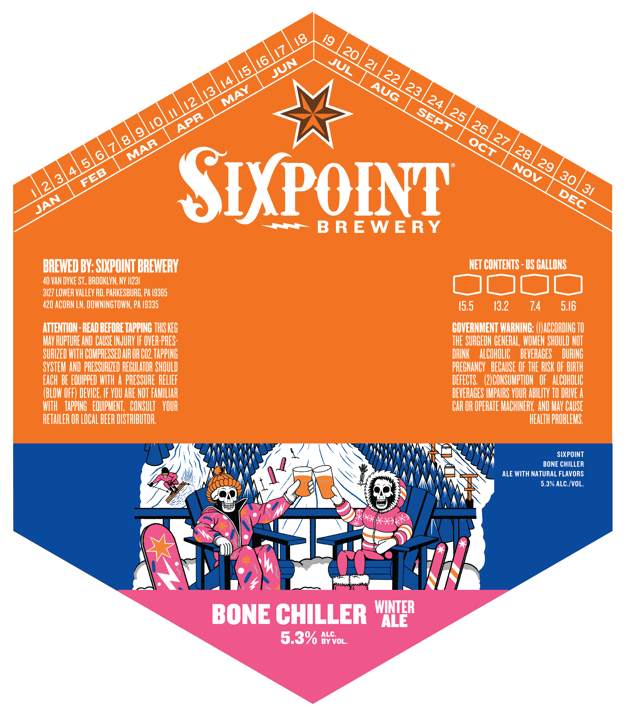 TABC label artwork for SIXPOINT BONE CHILLER KEGS