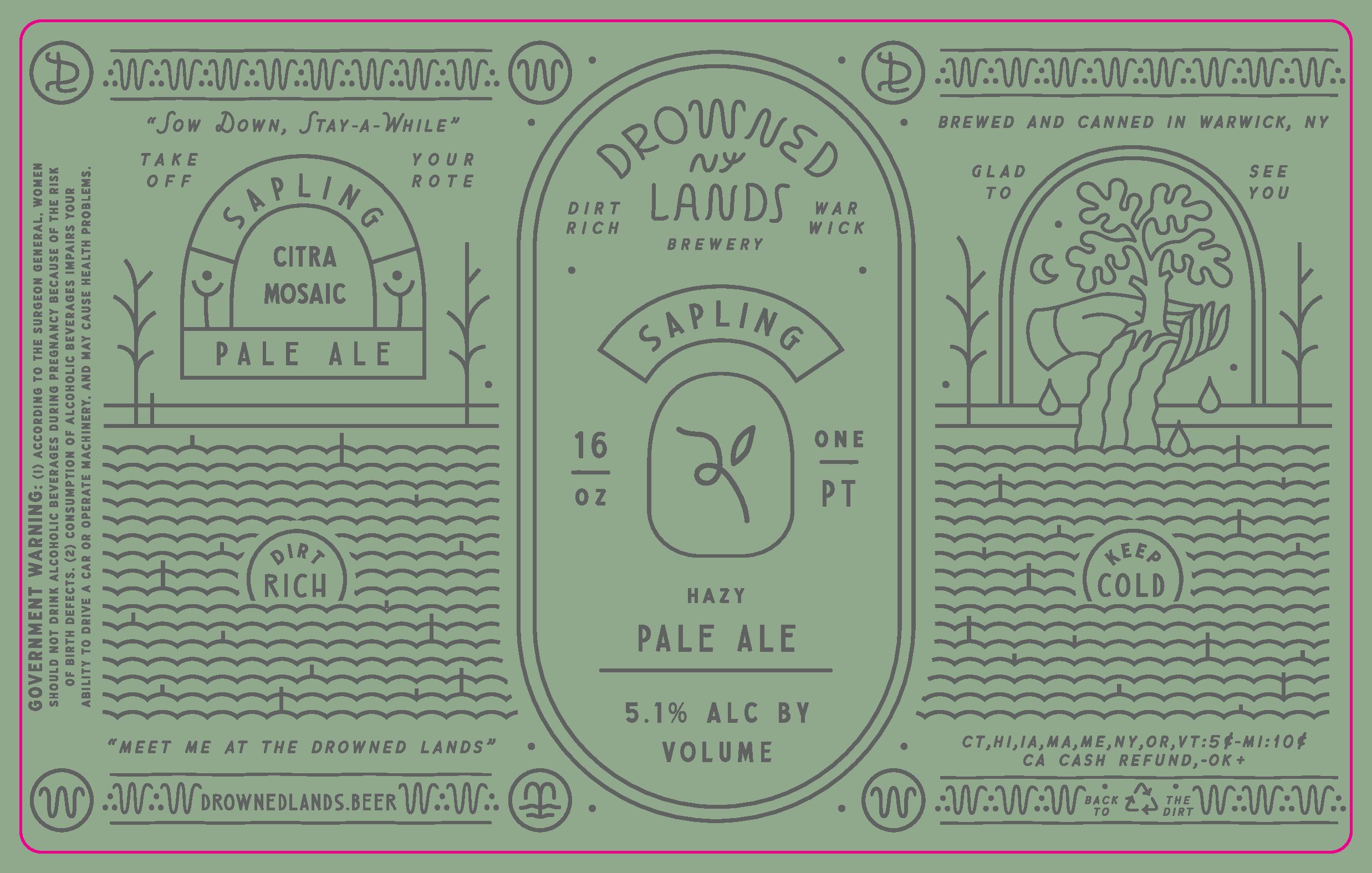 TABC label artwork for Sapling