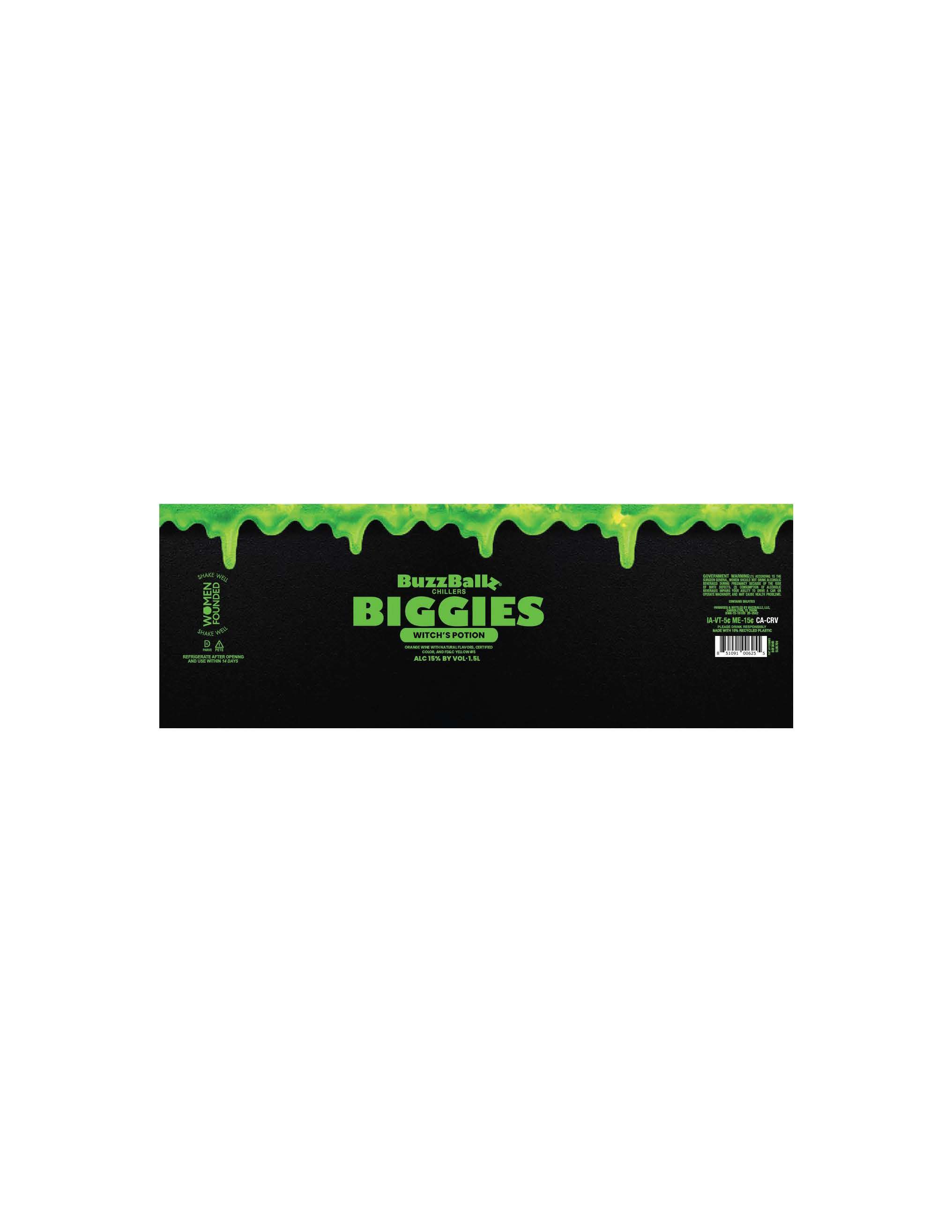TABC label artwork for BuzzBallz Chillers Biggies Witch's Potion 1.5L