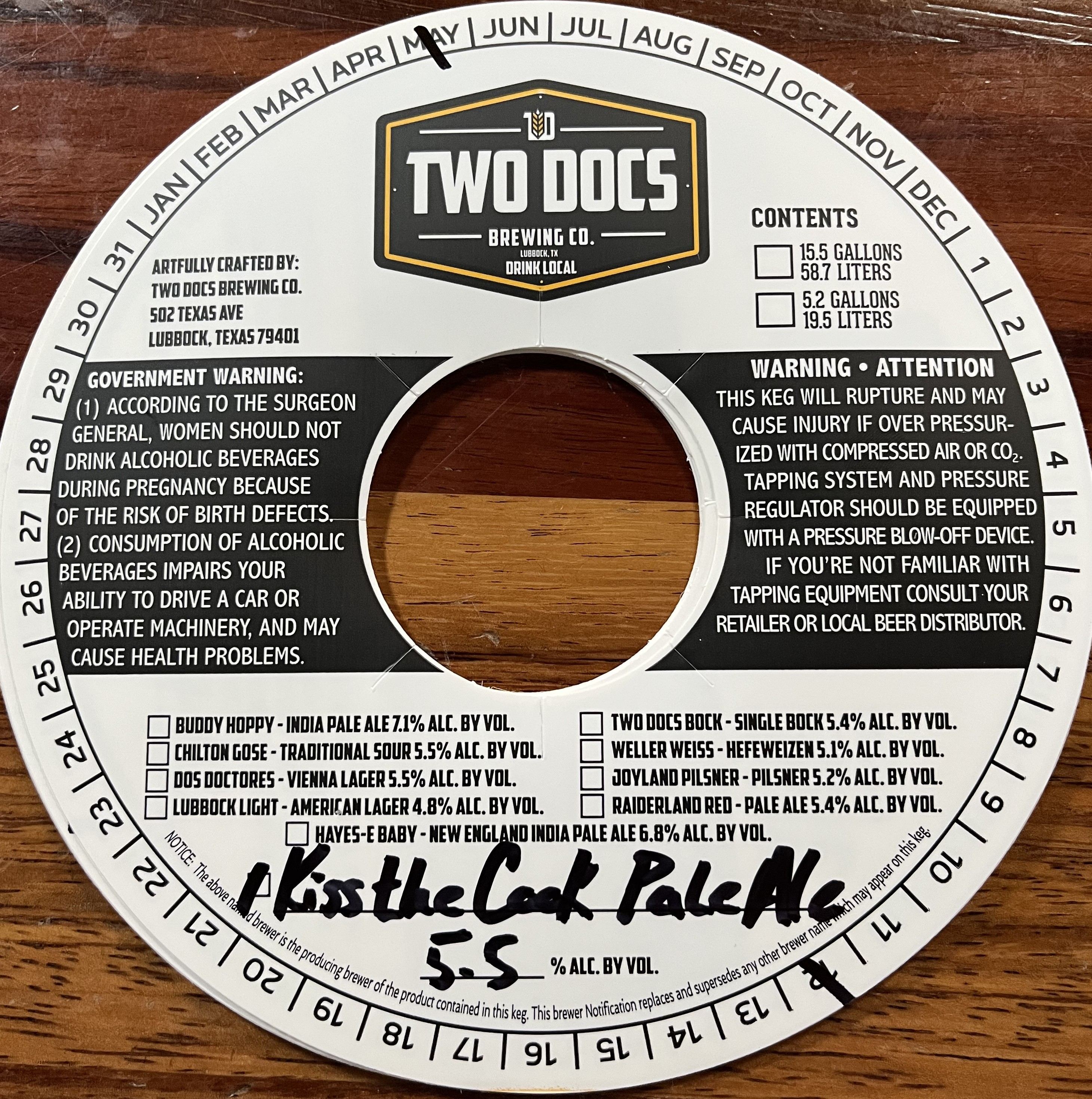TABC label artwork for Kiss the Cook