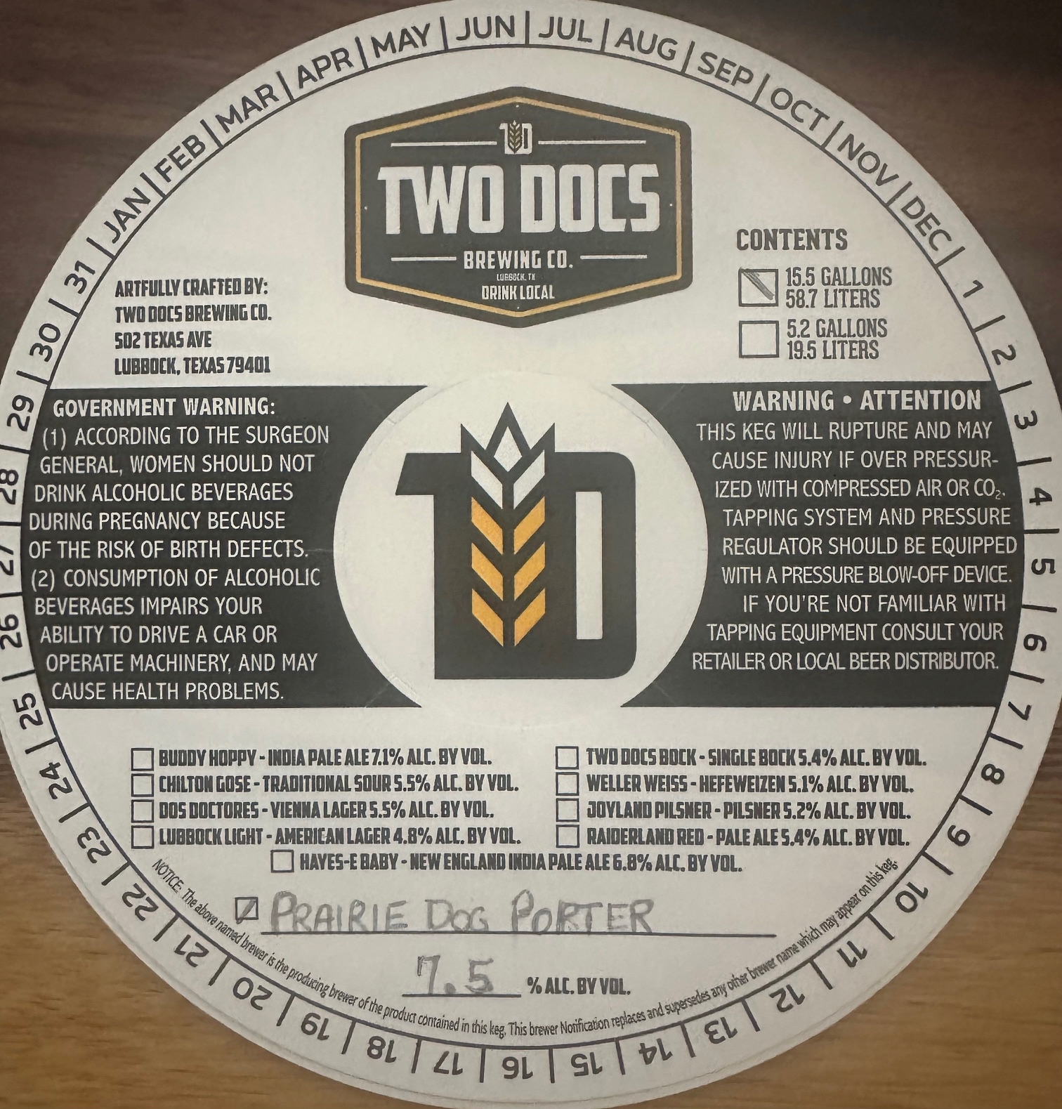 TABC label artwork for Prairie Dog Porter