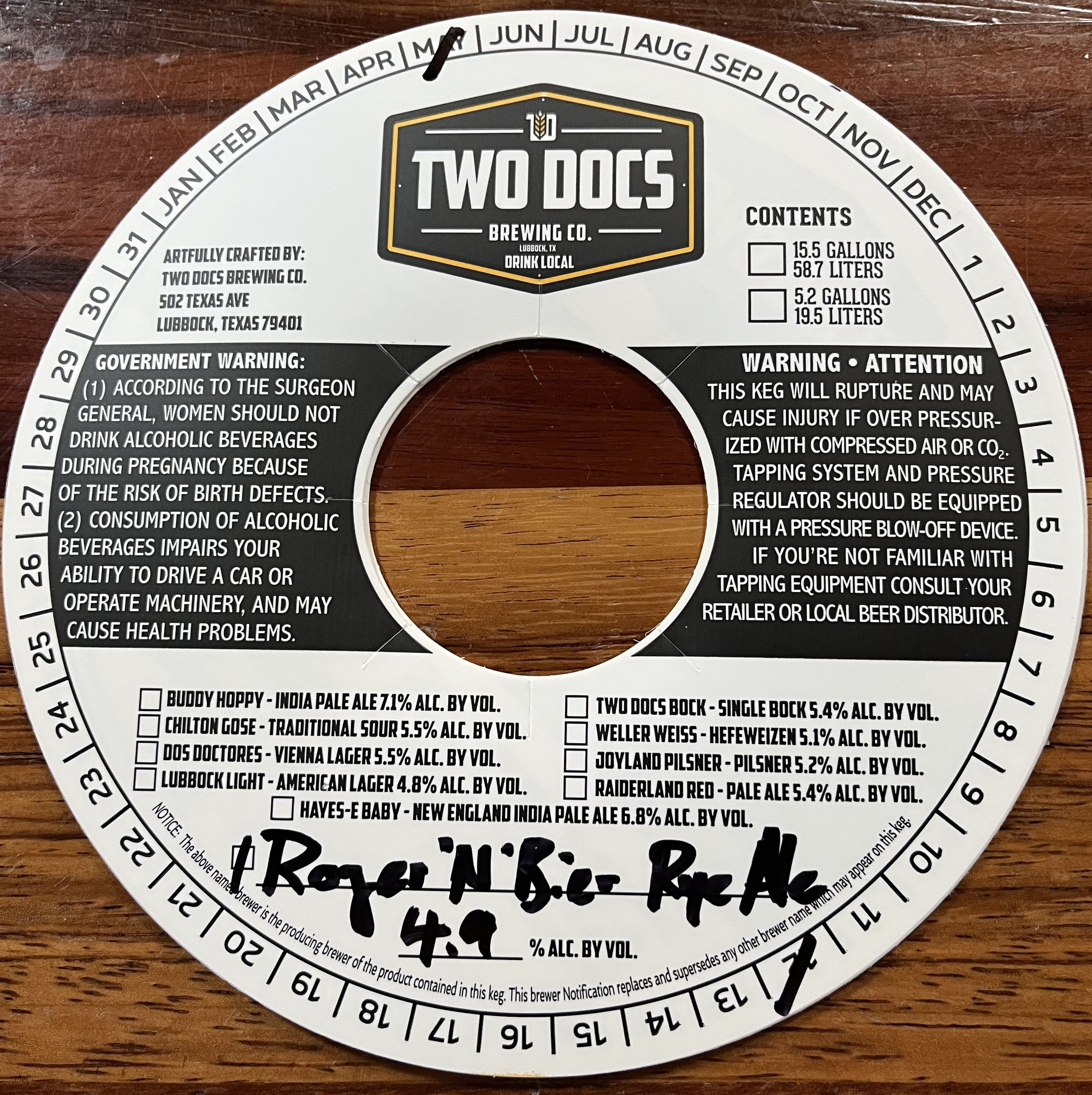 TABC label artwork for Roger N Bier