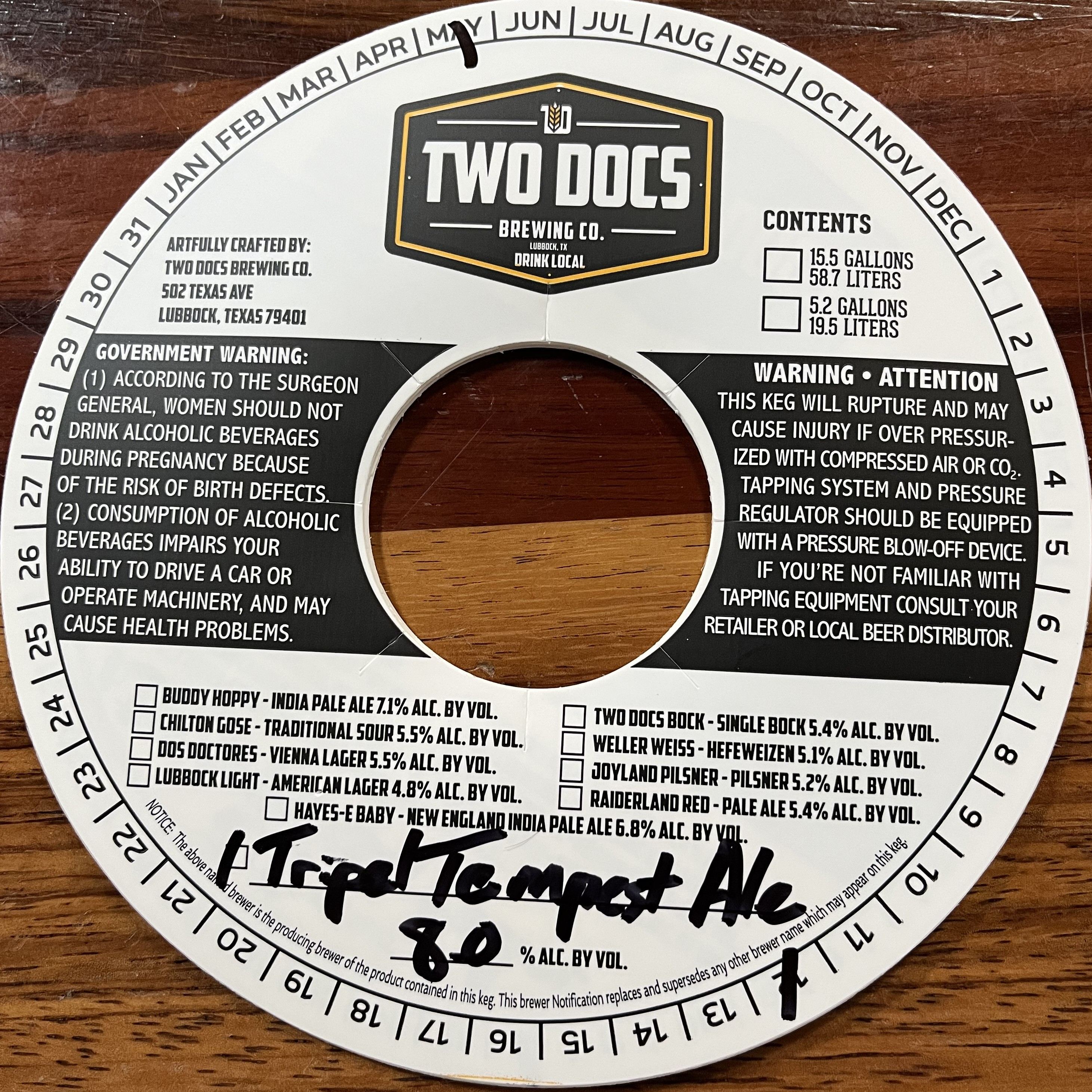 TABC label artwork for Tripel Tempest