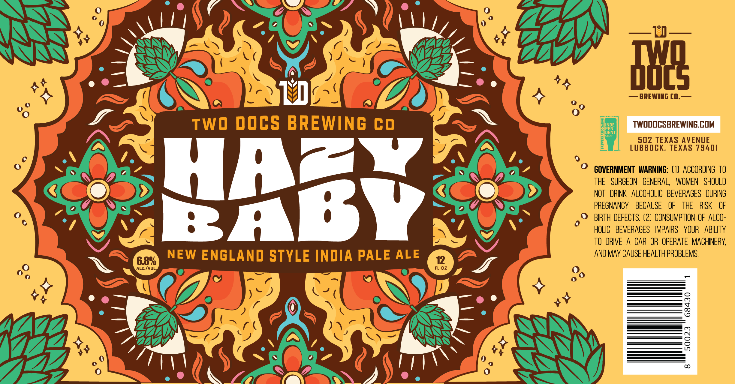TABC label artwork for Hazy Baby