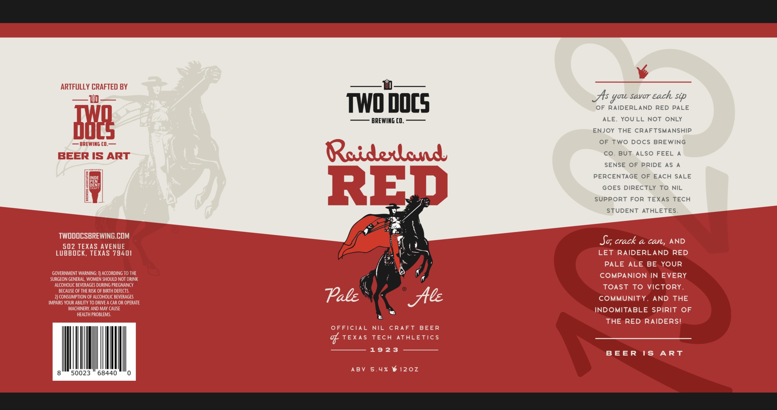 TABC label artwork for Raiderland Red