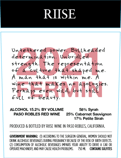 TABC label artwork for Riise Fermin Red Wine