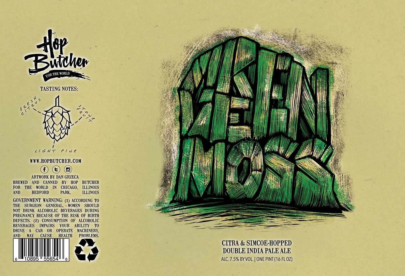 TABC label artwork for Green Moss