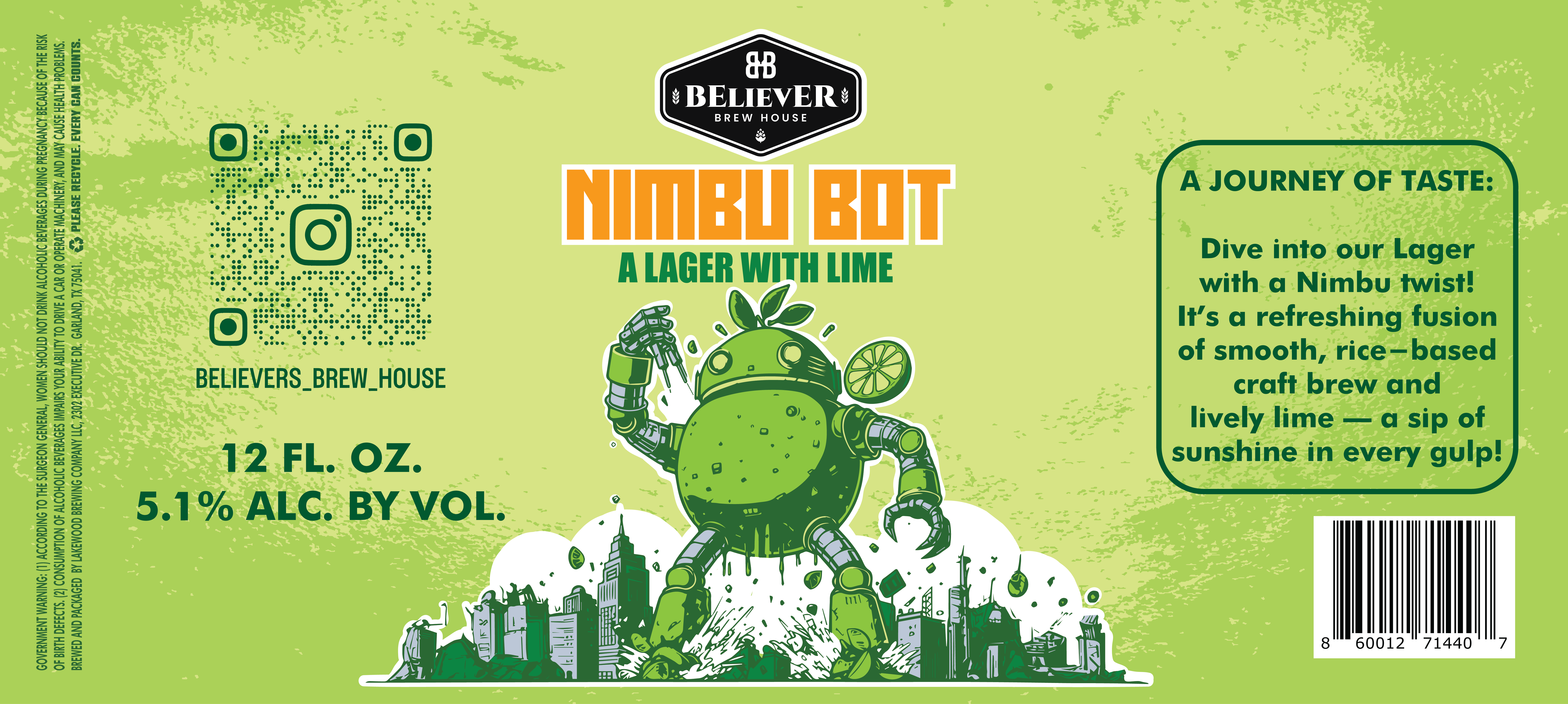 TABC label artwork for BELEIVER BREW HOUSE NIMBU BOT