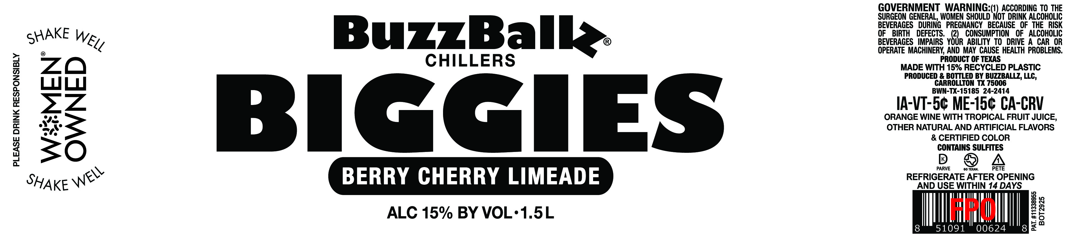 TABC label artwork for BuzzBallz Chillers Biggies - Berry Cherry Limeade