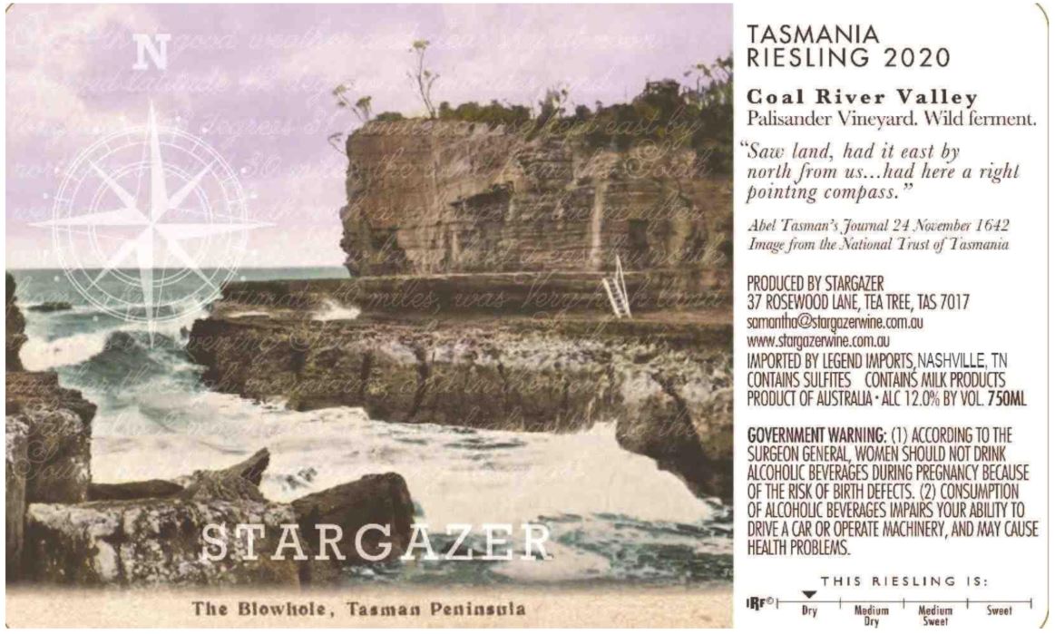 TABC label artwork for STARGAZER PALISANDER VINEYARD RIESLING