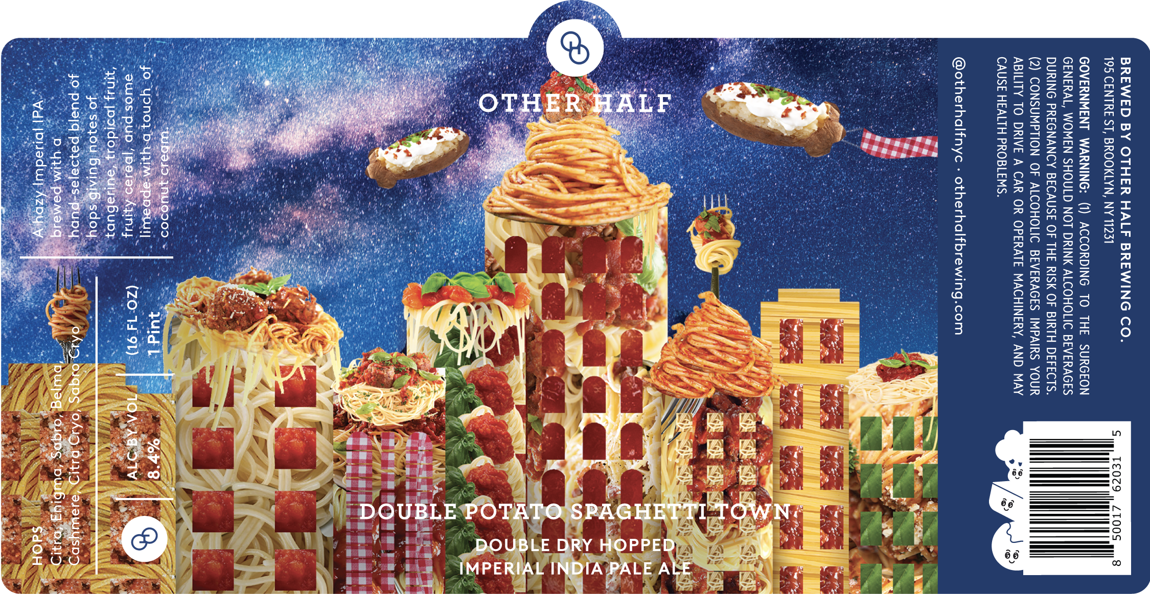 TABC label artwork for Double Potato Spaghetti Town