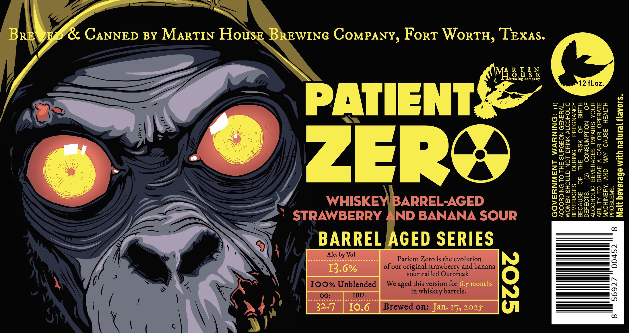 TABC label artwork for Patient Zero 2025 Can