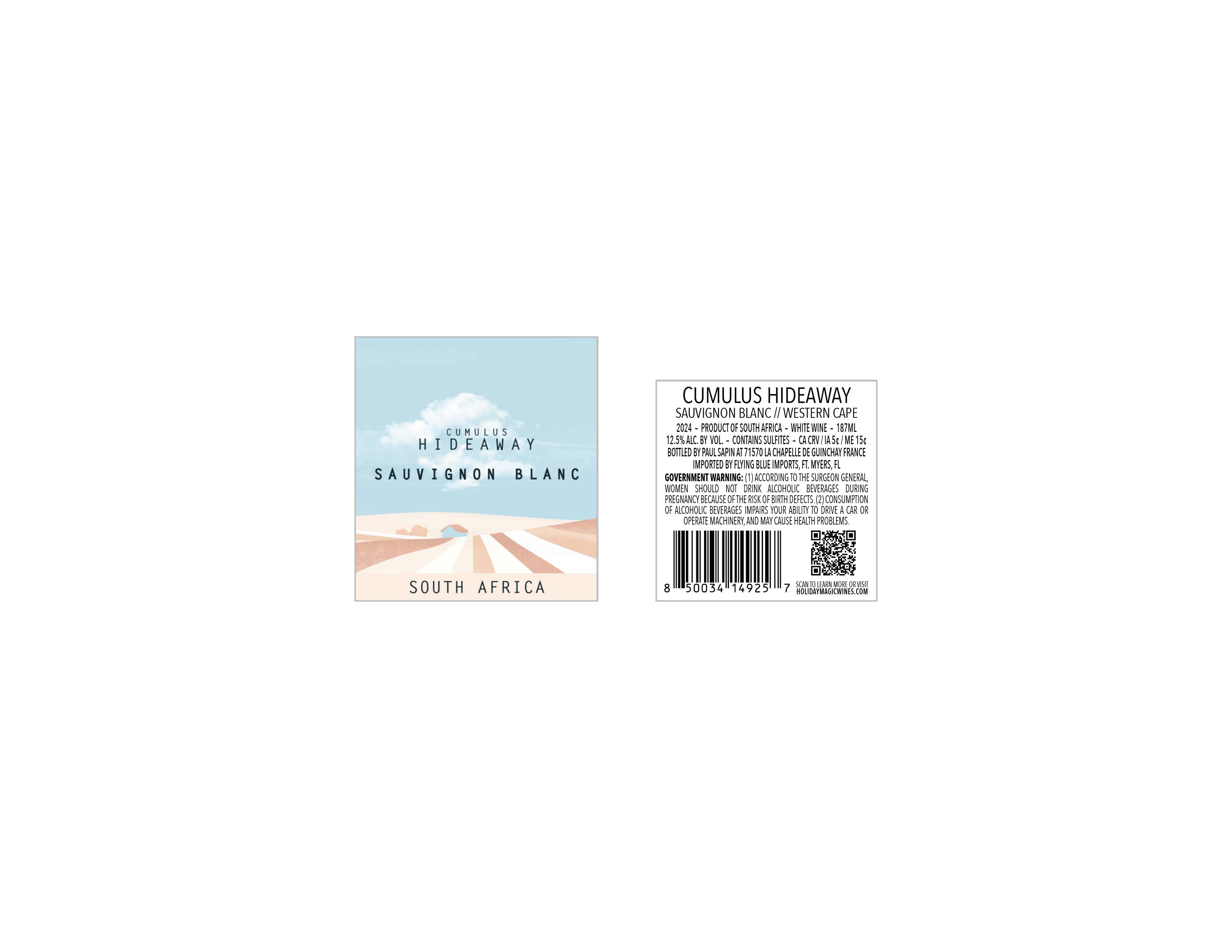 TABC label artwork for CUMULUS HIDEAWAY Sauvignon Blanc South Africa