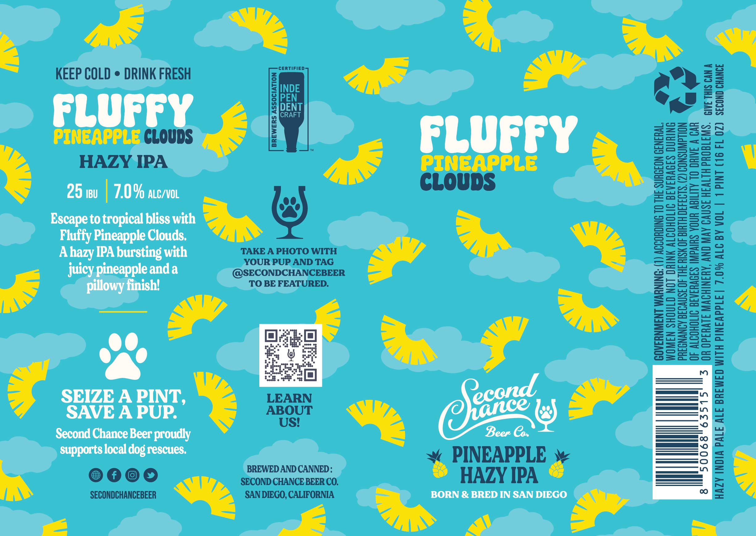 TABC label artwork for SECOND CHANCE BEER CO. FLUFFY PINEAPPLE CLOUDS
