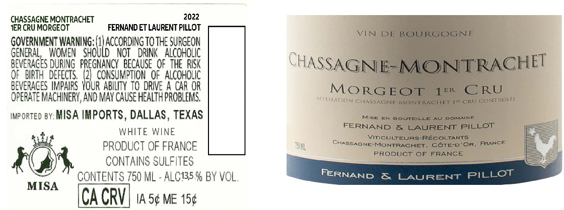 TABC label artwork for FERNAND ET LAURENT PILLOT MORGEOT