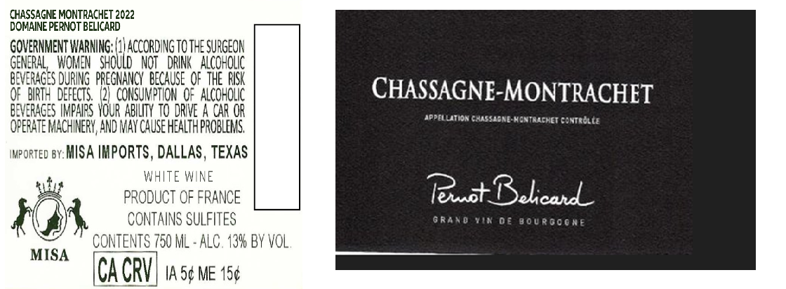 TABC label artwork for DOMAINE PERNOT BELICARD CHASSAGNE MONTRACHET