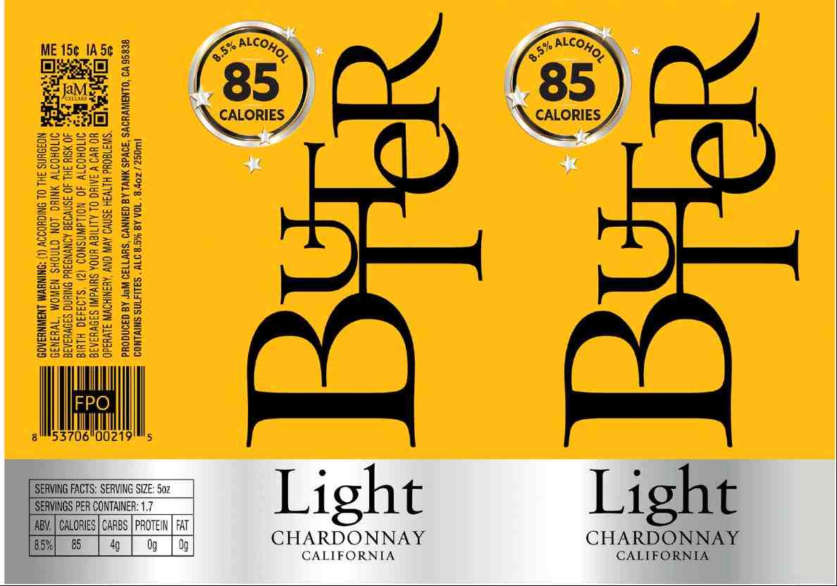 TABC label artwork for Butter Light Chardonnay California CANS