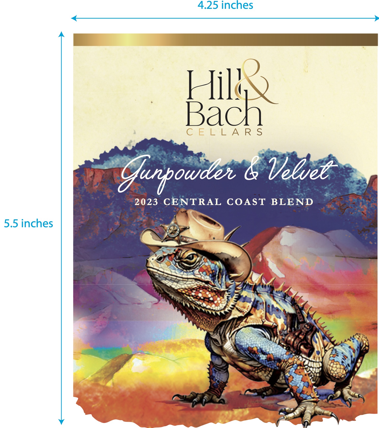 TABC label artwork for Hill & Bach Cellars Gunpowder & Velvet