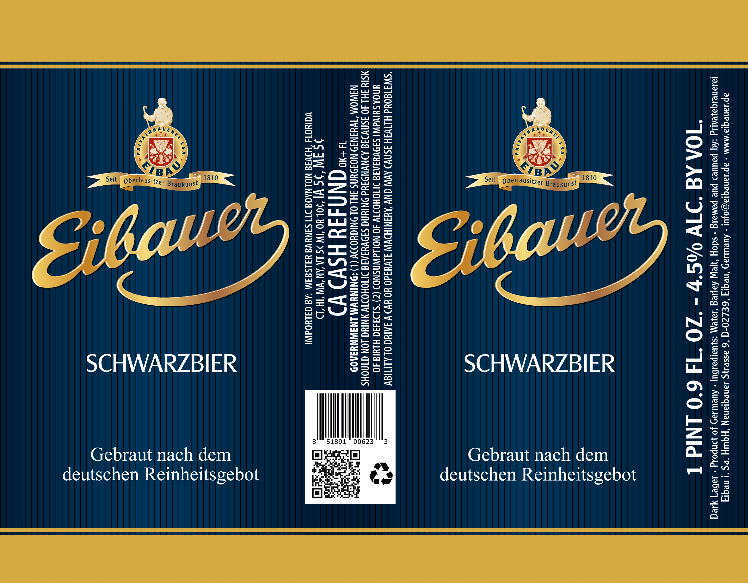 TABC label artwork for Eibauer Schwarzbier