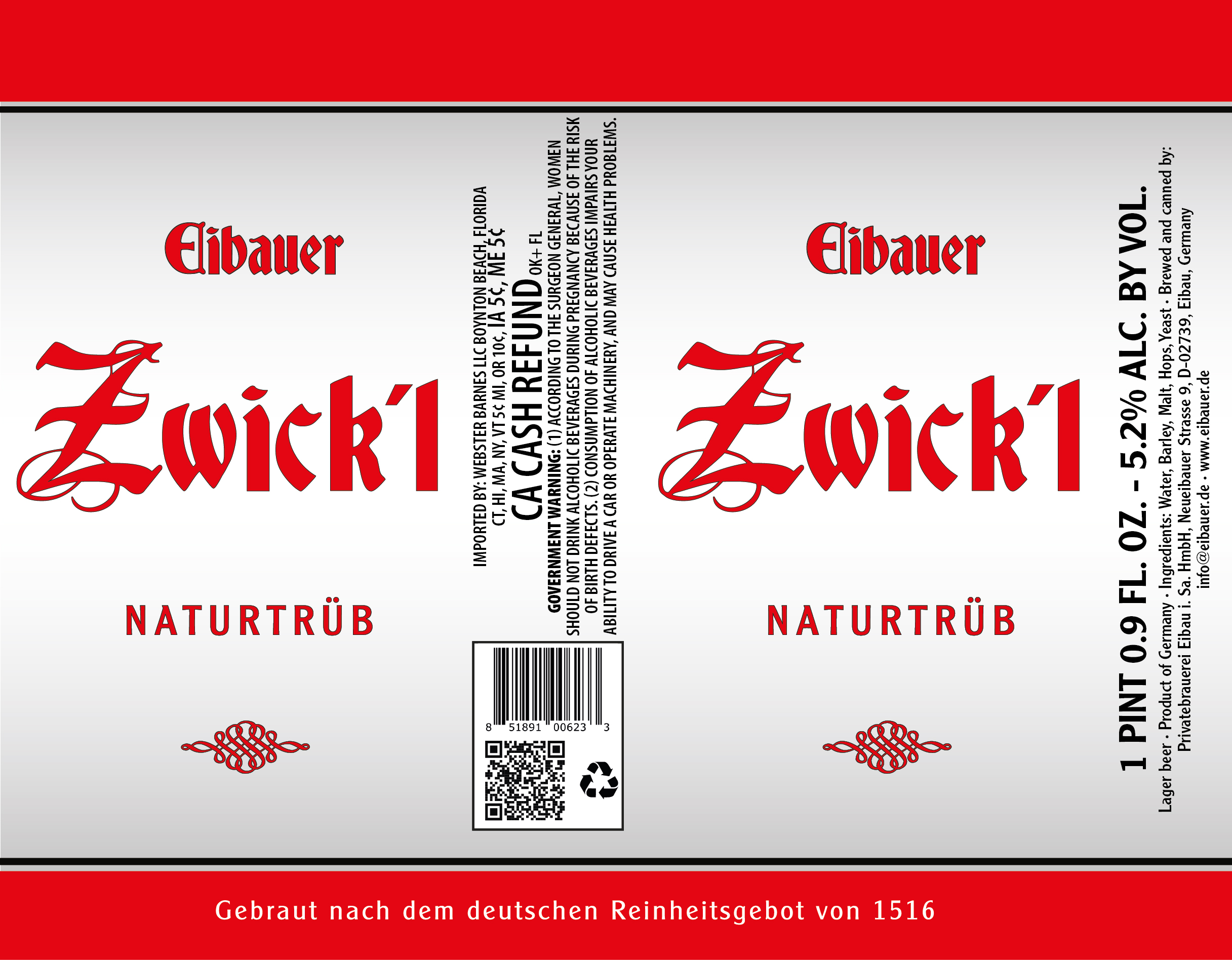 TABC label artwork for Eibauer Zwick'l