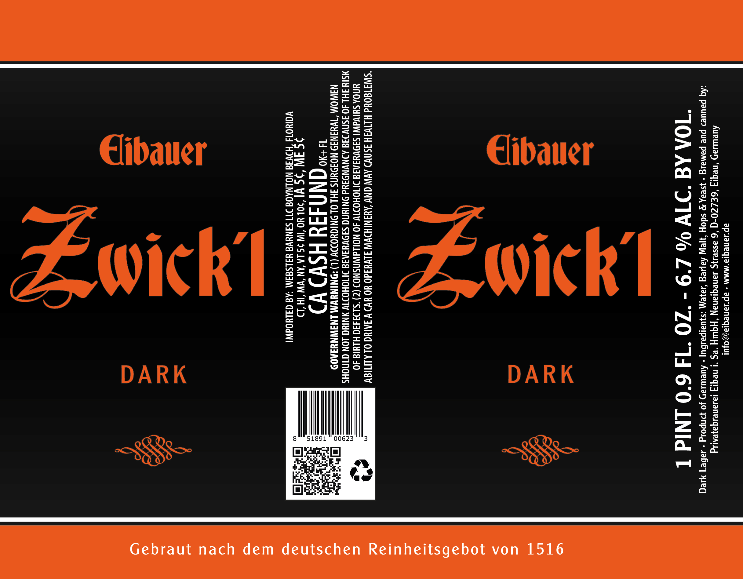 TABC label artwork for Eibauer Zwick'l Dark