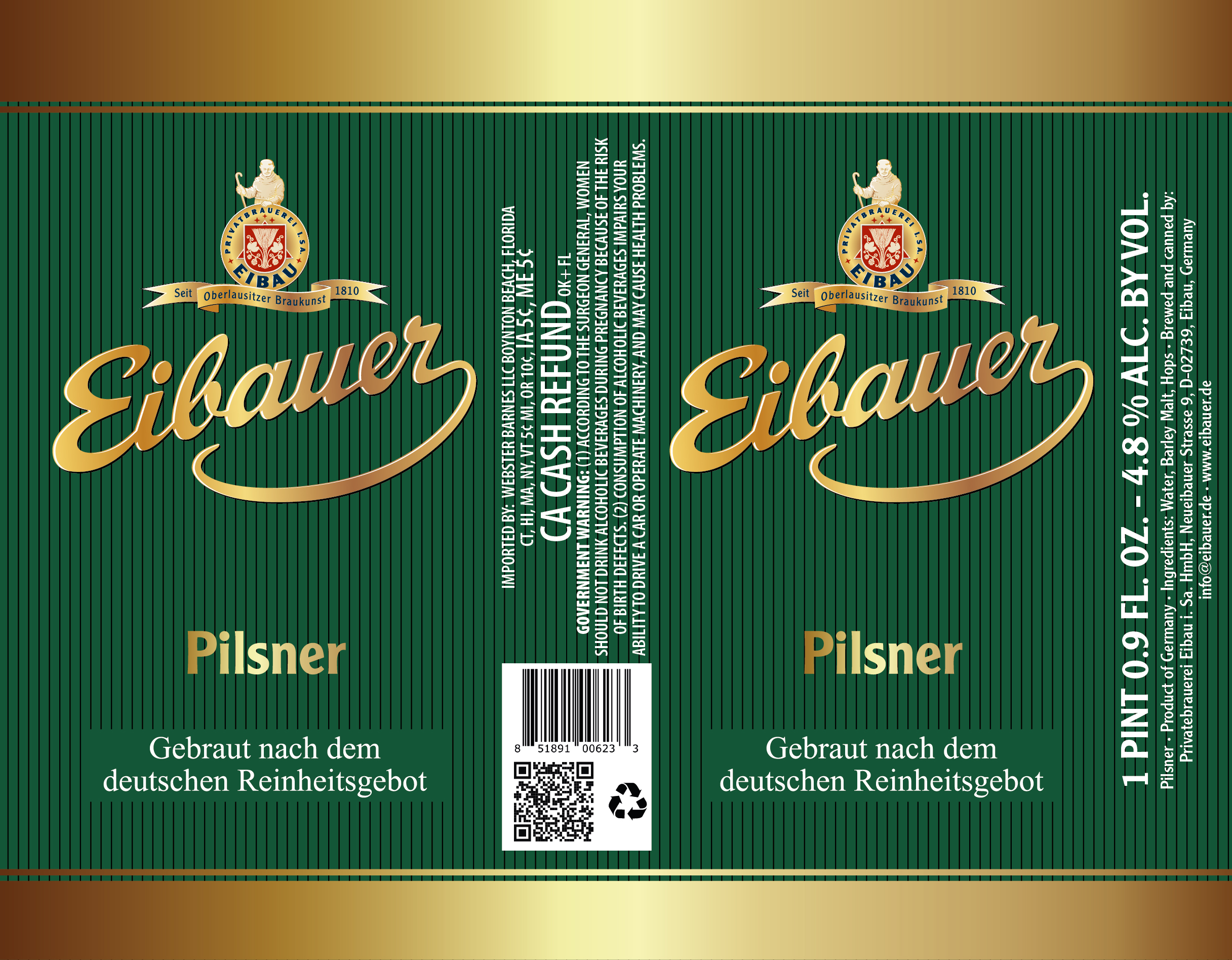 TABC label artwork for Eibauer Pilsner