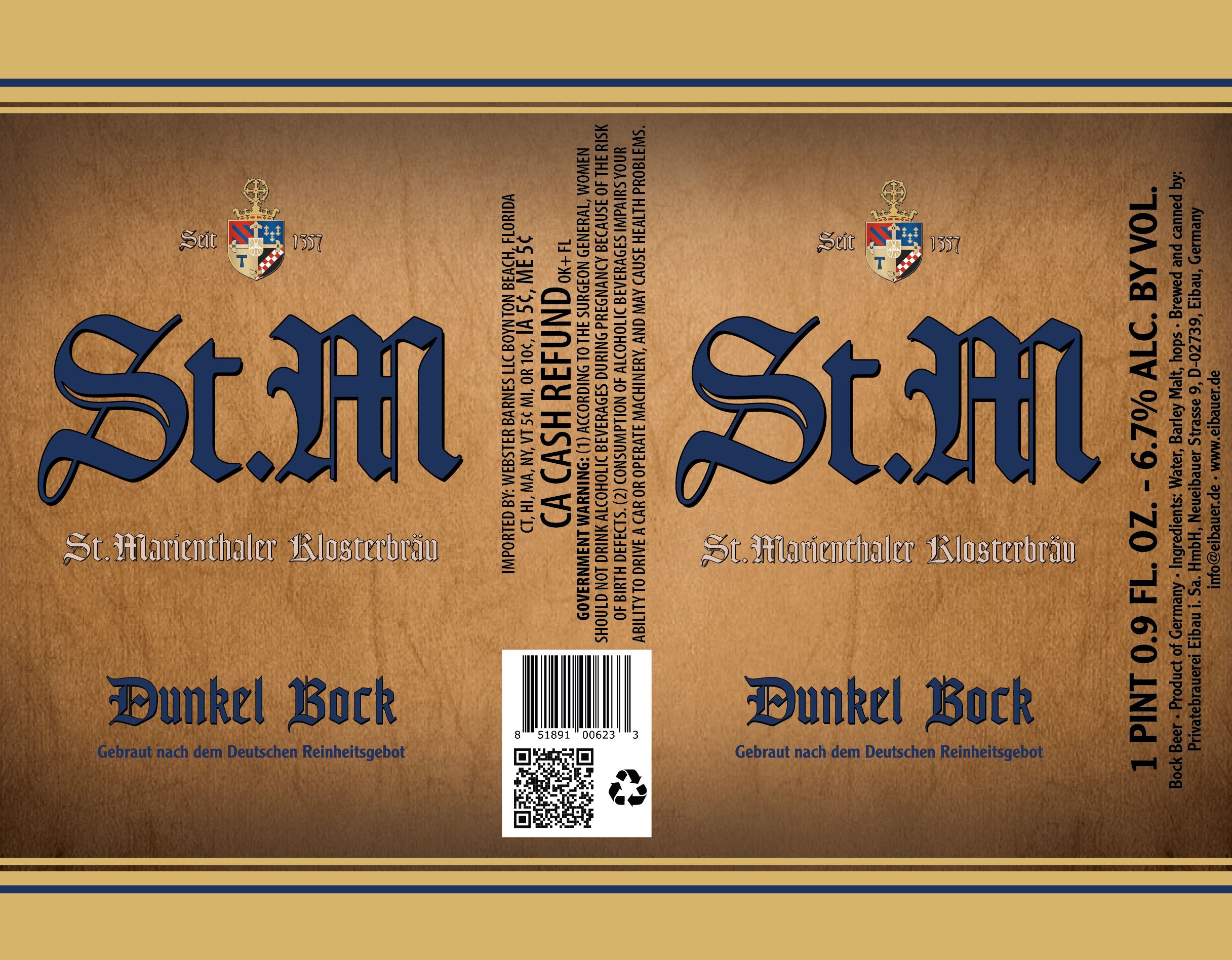 TABC label artwork for St M Dunkel Bock