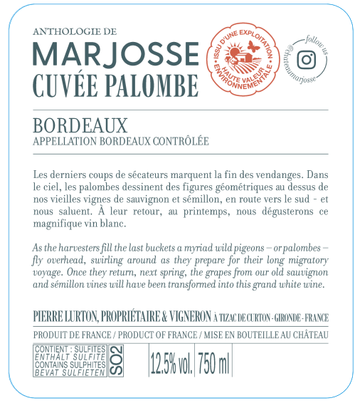 TABC label artwork for ANTHOLOGIE DE MARJOSSE CUVEE PALOMBE