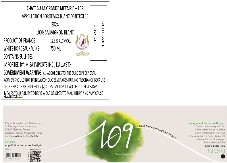 TABC label artwork for CHATEAU LA GRANDE METAIRIE 109