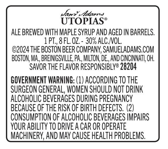 TABC label artwork for Samuel Adams Utopias