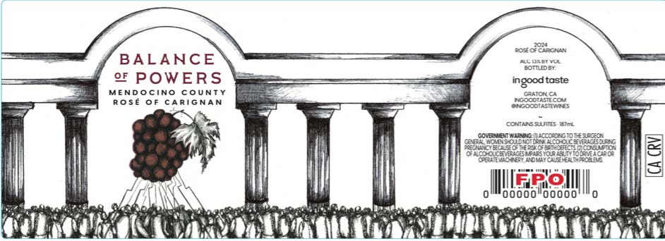 TABC label artwork for BALANCE OF POWERS CARIGNAN